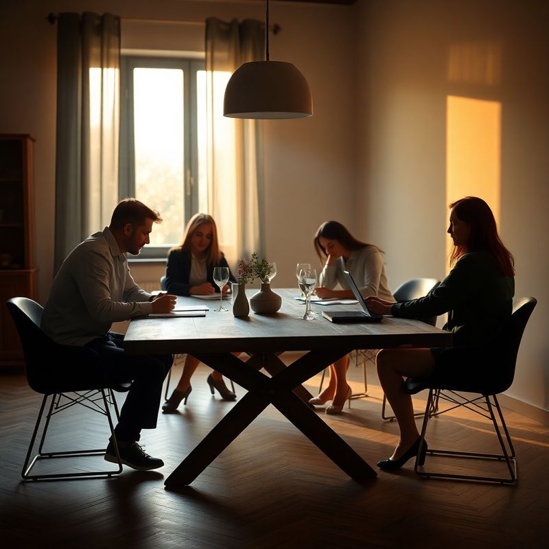 Echipa editorială BusinessMentor colaborând la o masă minimalistă